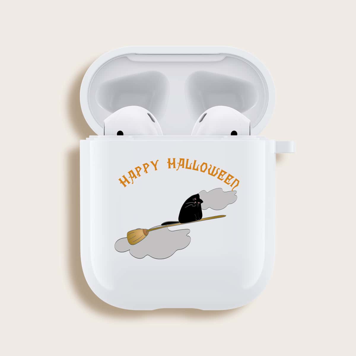

Halloween Cat Pattern Airpods Case, White