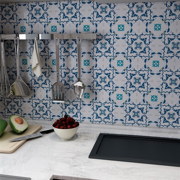 

10sheets Graphic Print Tile Sticker, Multicolor