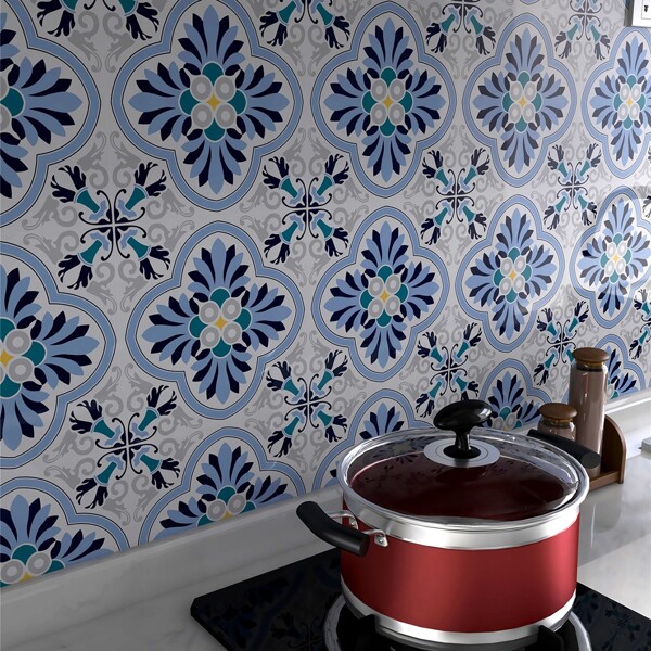 

10sheets Graphic Print Tile Sticker, Multicolor