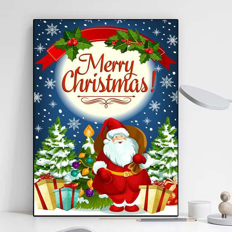 

Christmas Pattern DIY Diamond Painting Without Frame, Multicolor