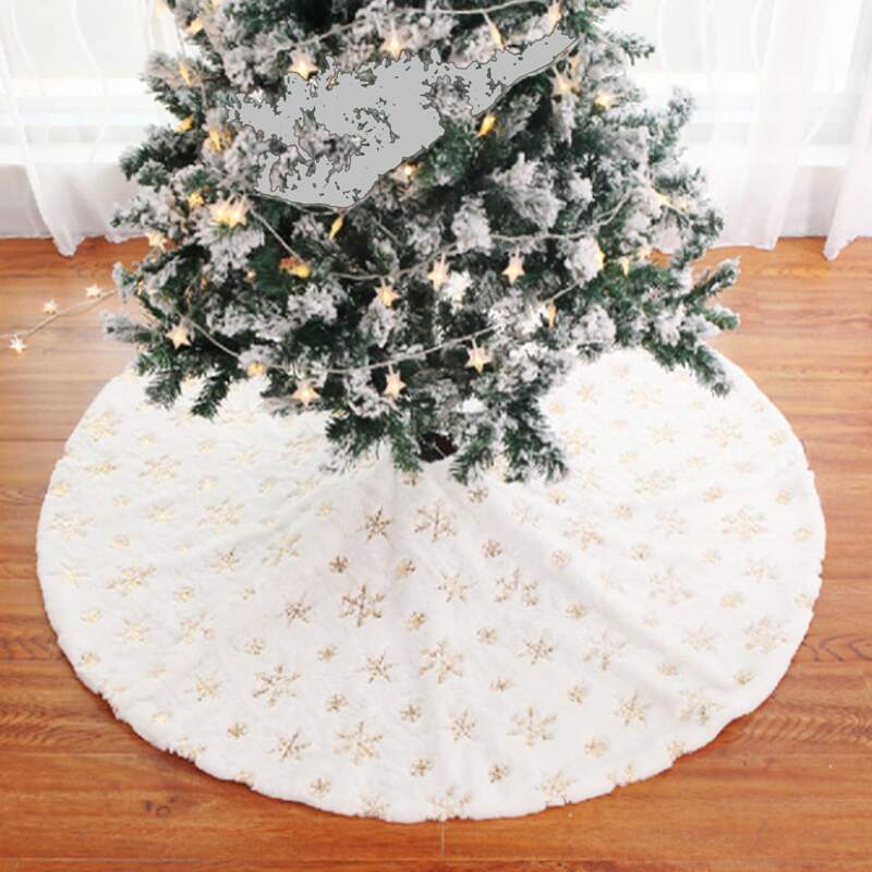 

1pc Snowflake Pattern Christmas Tree Skirt, Gold