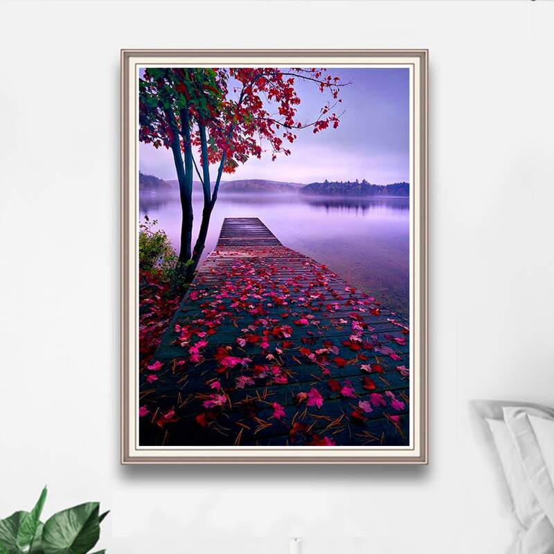 

Flower Print DIY Diamond Painting Without Frame, Multicolor