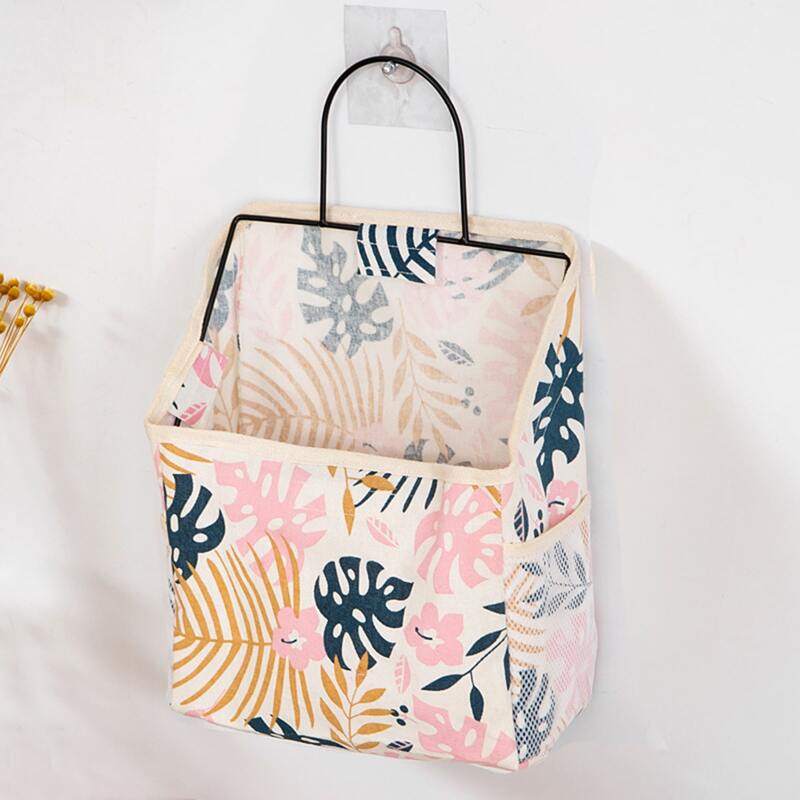 

1pc Leaf Print Hanging Storage Bag, Multicolor
