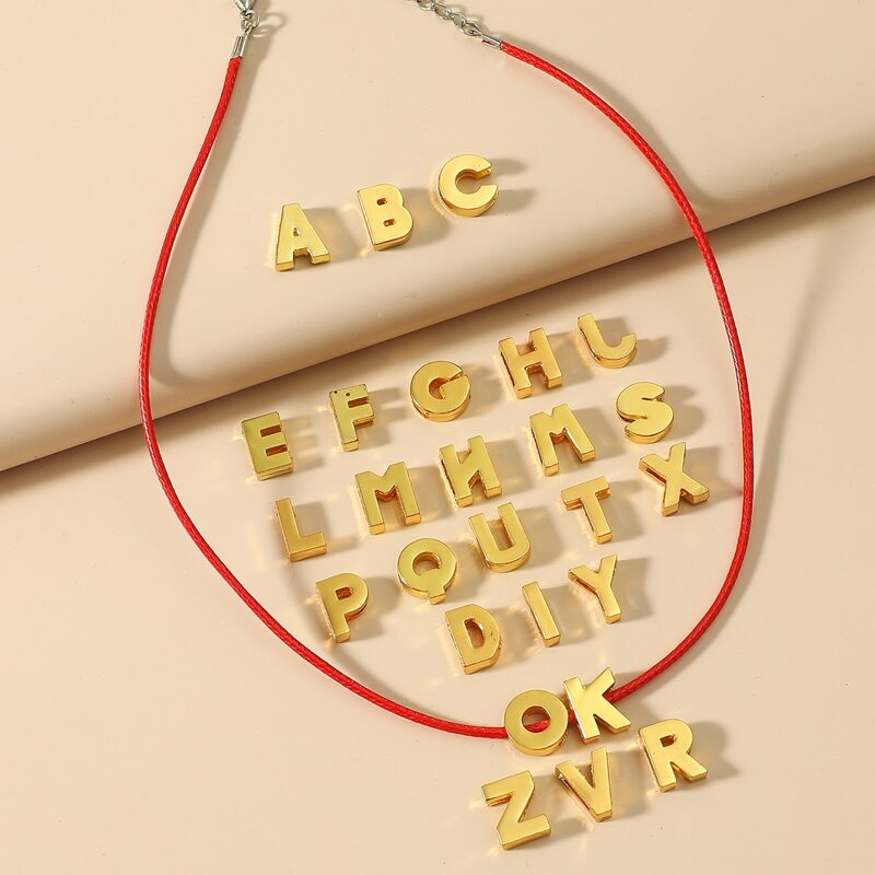 

1pc Minimalist Necklace With 26pcs Letter Decoration, Red