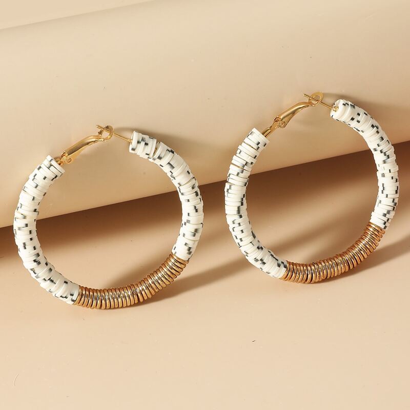 

Soft Clay Beaded Hoop Earrings, Multicolor