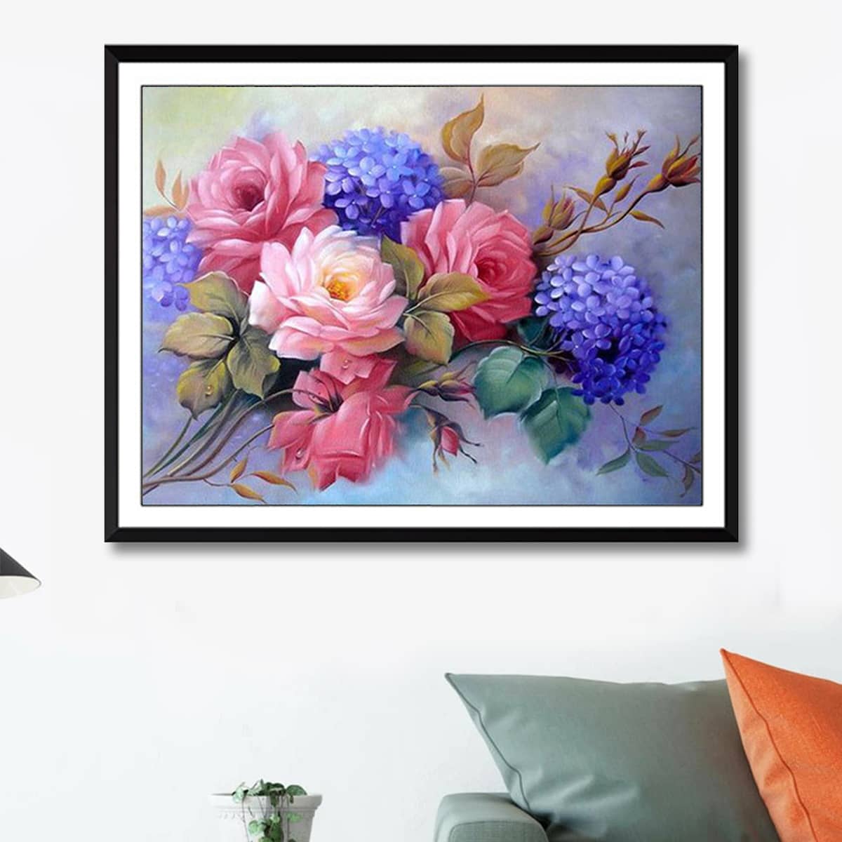 

Flower Print DIY Diamond Painting Without Frame, Multicolor