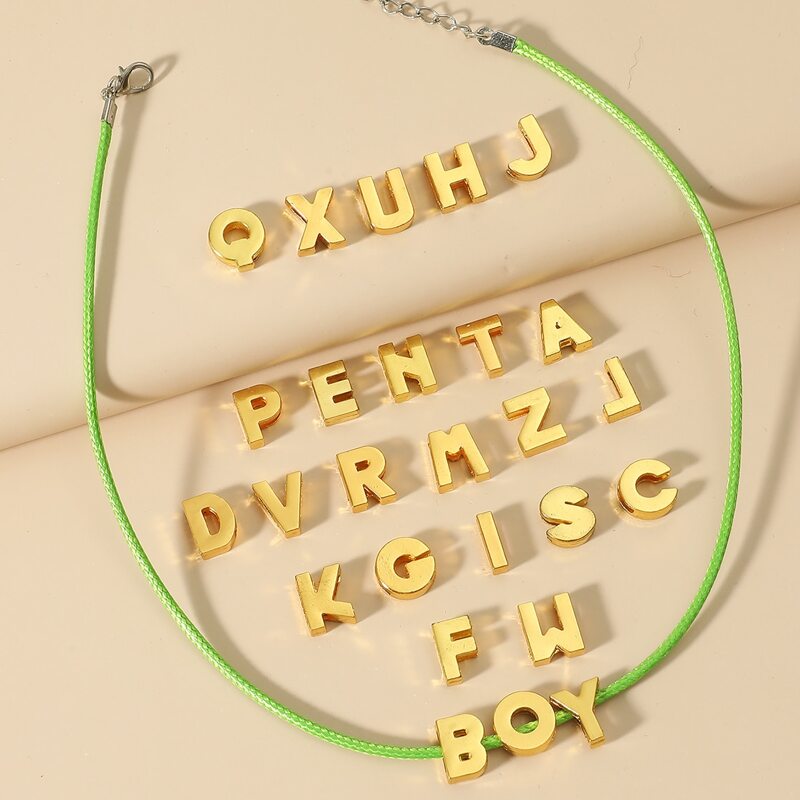

1pc Minimalist Necklace With 26pcs Letter Decoration, Green