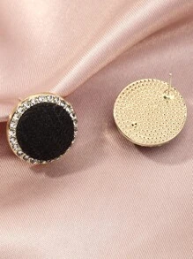 Rhinestone Decor Round Earrings - Black - View 3