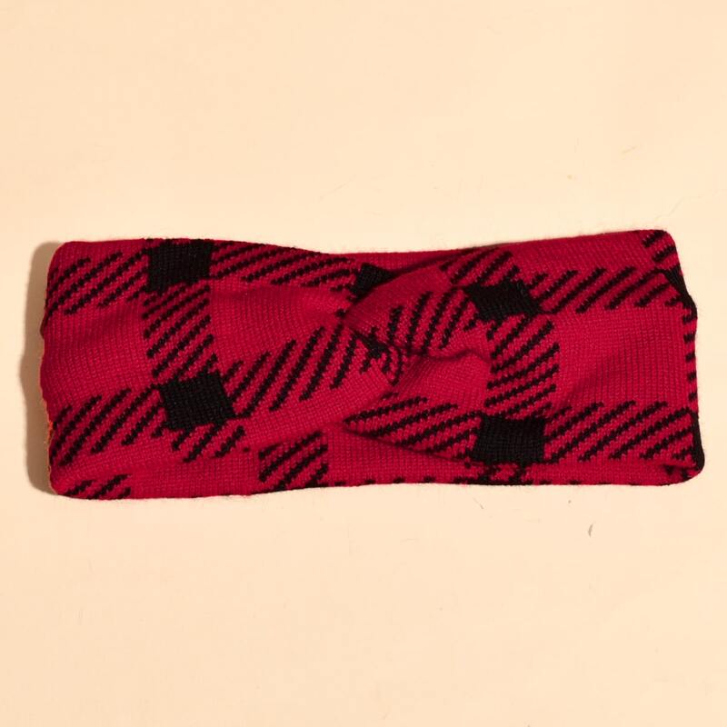 

Plaid Twist Headband, Red