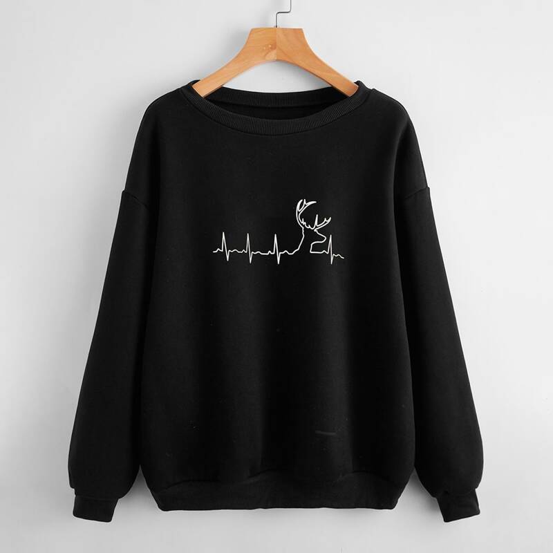 

Graphic Print Sweatshirt, Black