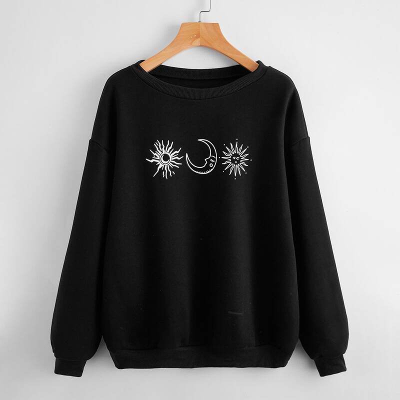 

Sun & Moon Graphic Sweatshirt, Black
