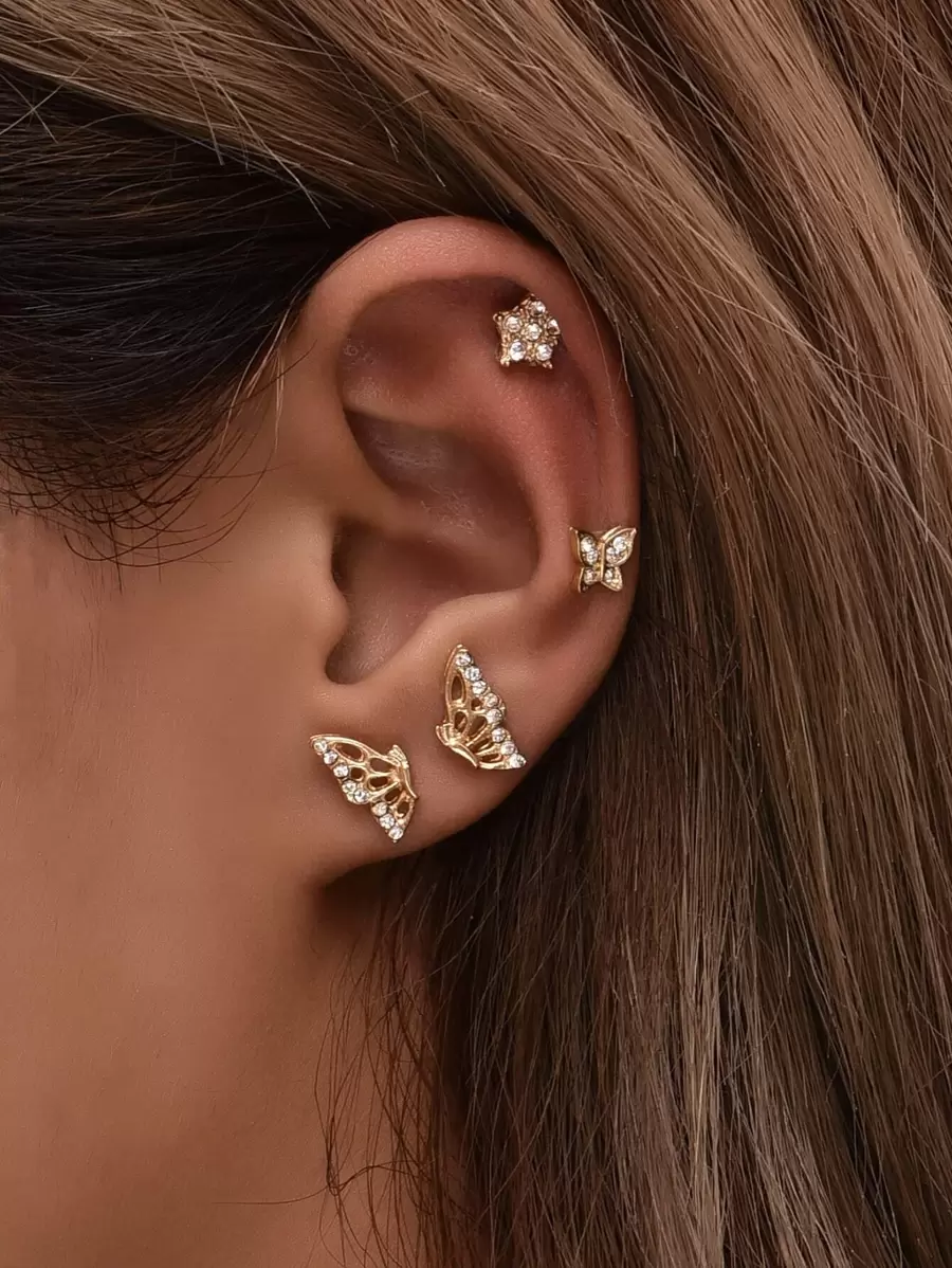 4入組水鑽裝飾耳釘