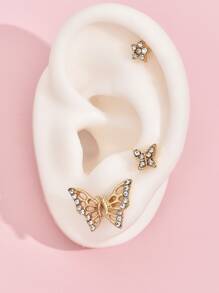 4入組水鑽裝飾耳釘