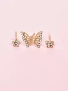 4入組水鑽裝飾耳釘