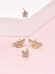 4入組水鑽裝飾耳釘