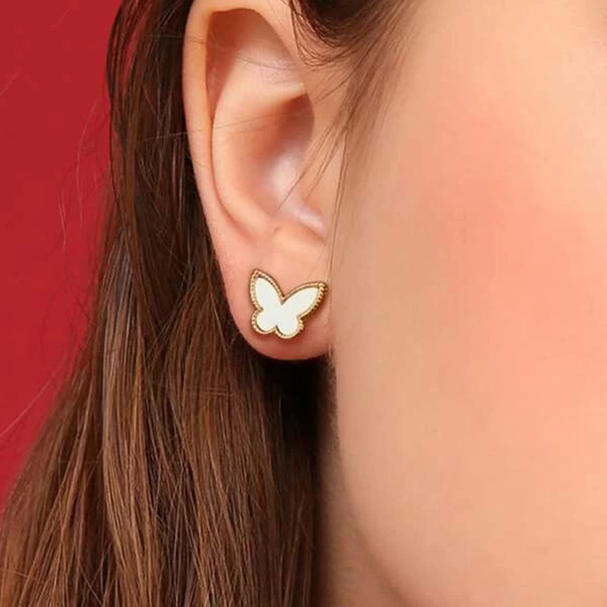 

Butterfly Stud Earrings, White