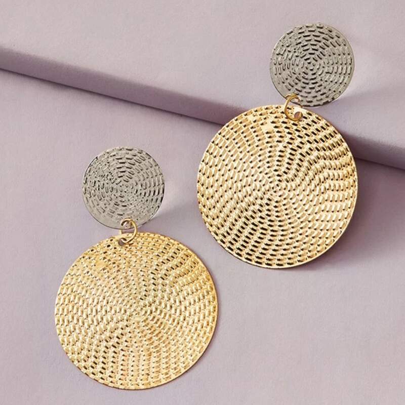

Textured Round Drop Earrings, Gold