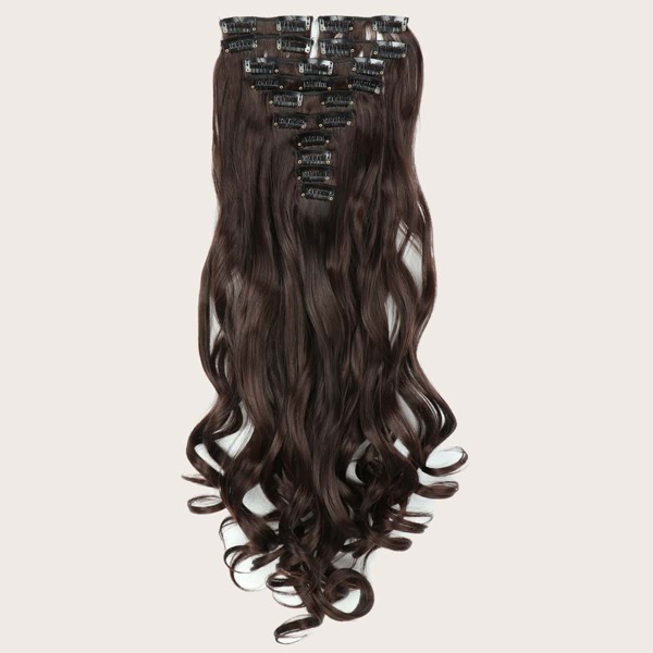 

22pcs Clip Curly Hairpiece, Brown