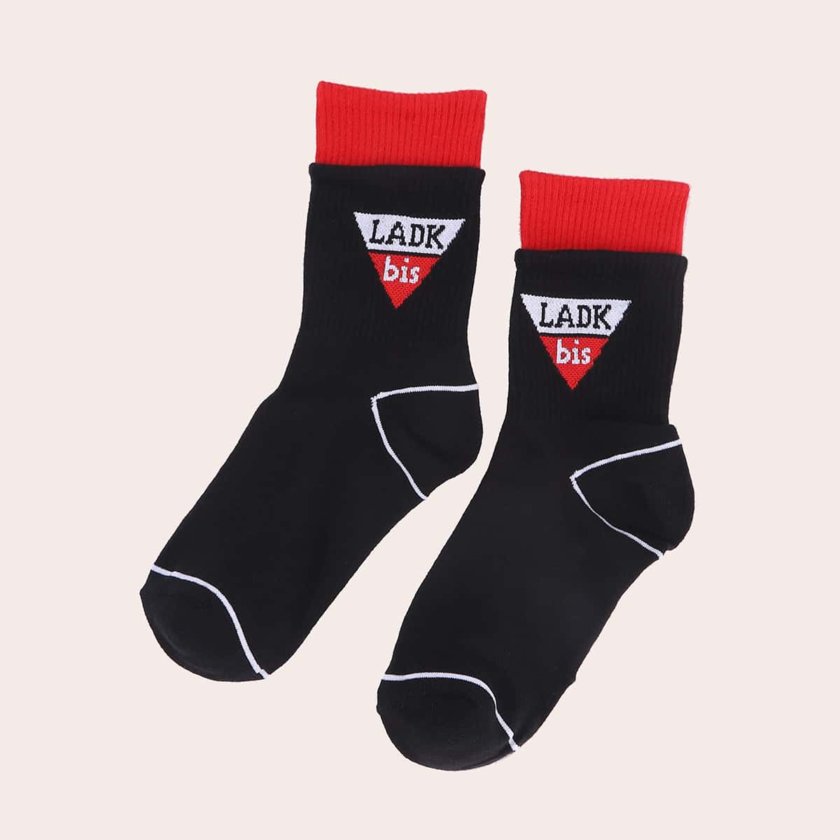 

1pair Letter Graphic Socks, Black