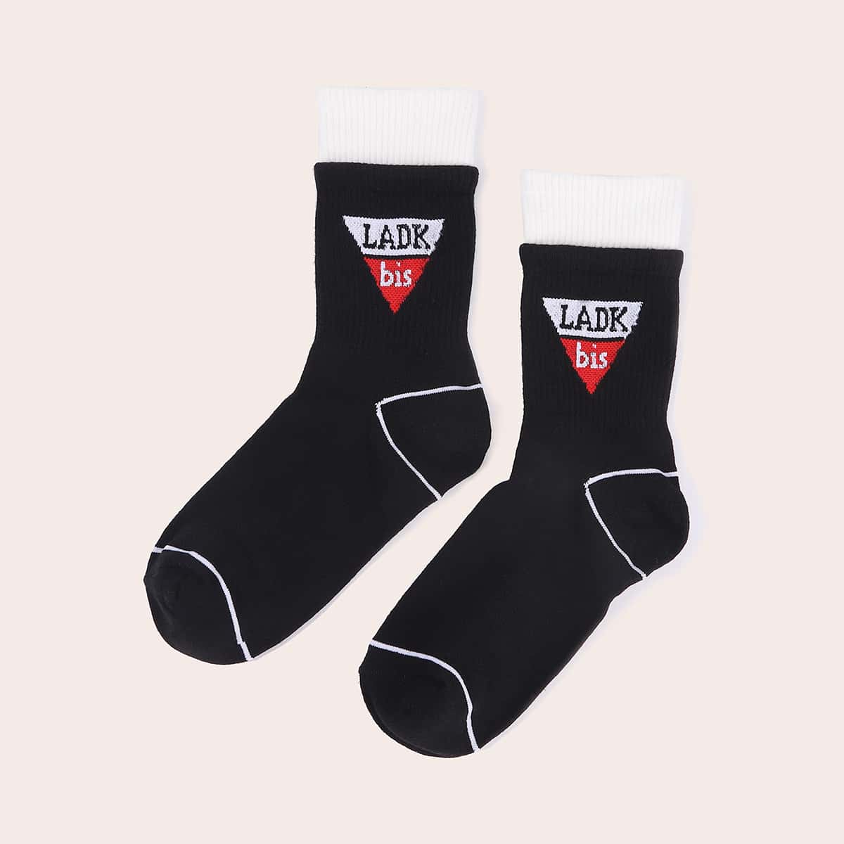 

1pair Letter Graphic Socks, Black