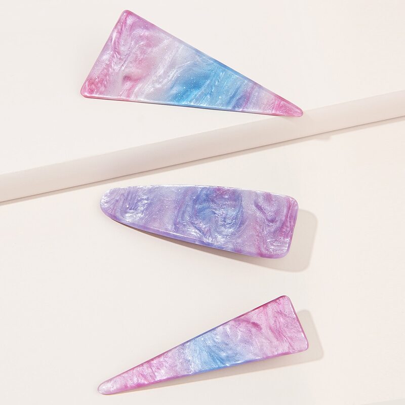 

3pcs Geo Design Hair Clip, Multicolor