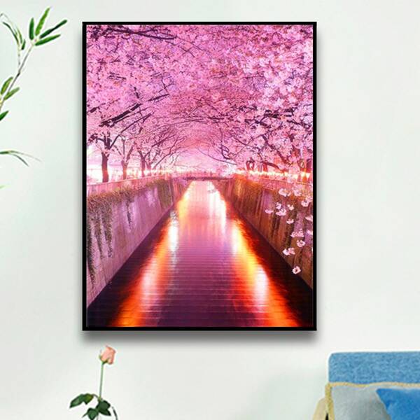 

Flower Print DIY Diamond Painting Without Frame, Multicolor