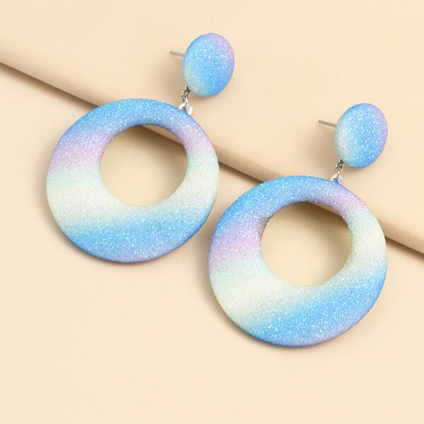 

Glitter Round Charm Drop Earrings, Multicolor