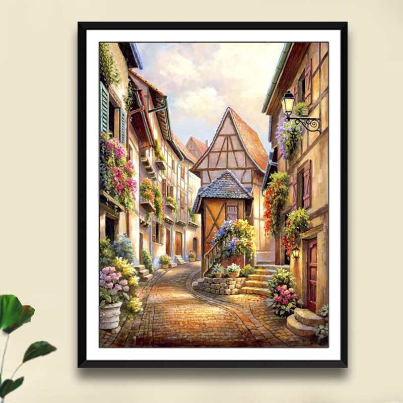 

Landscape Print DIY Diamond Painting Without Frame, Multicolor