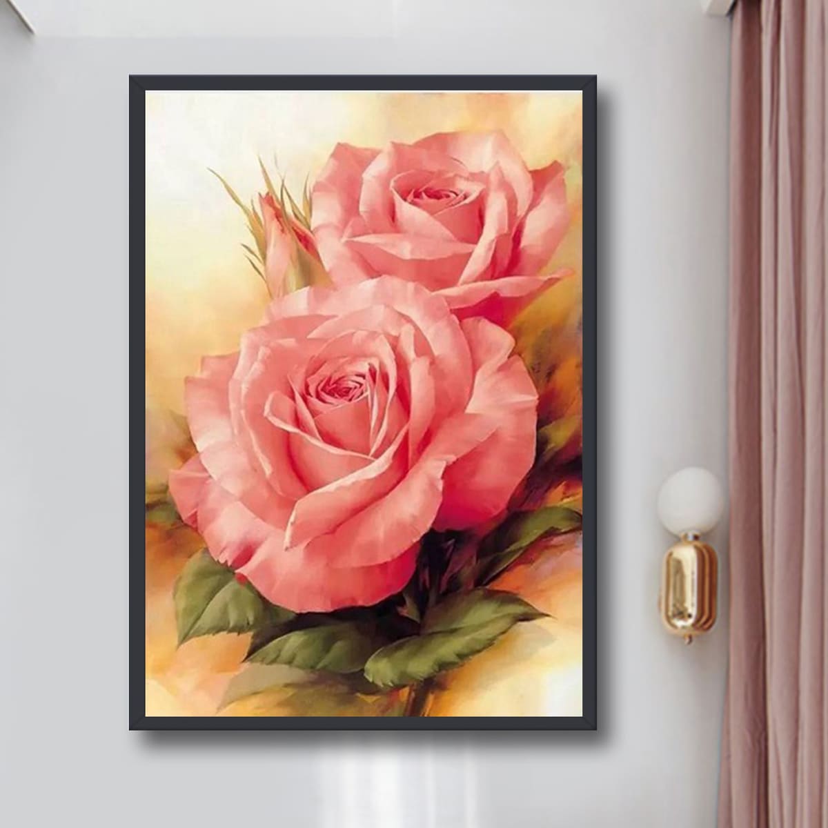 

Rose Print DIY Diamond Painting Without Frame, Multicolor