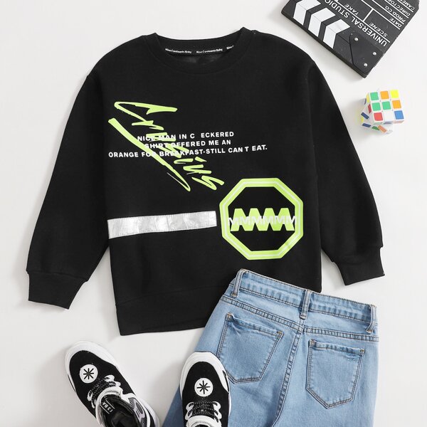 

Boys Slogan Graphic Sweatshirt, Black