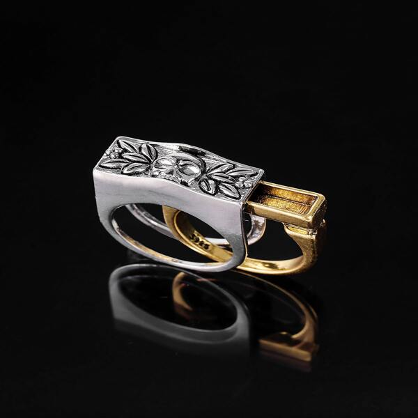 

2pcs Men Skull Decor Detachable Ring, Multicolor