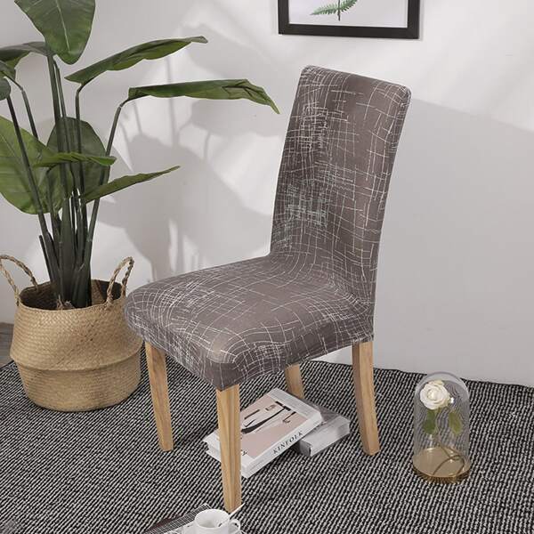 

Graphic Print Stretchy Chair Cover, Brown