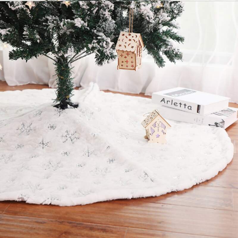 

1pc Snowflake Pattern Christmas Tree Skirt, Silver