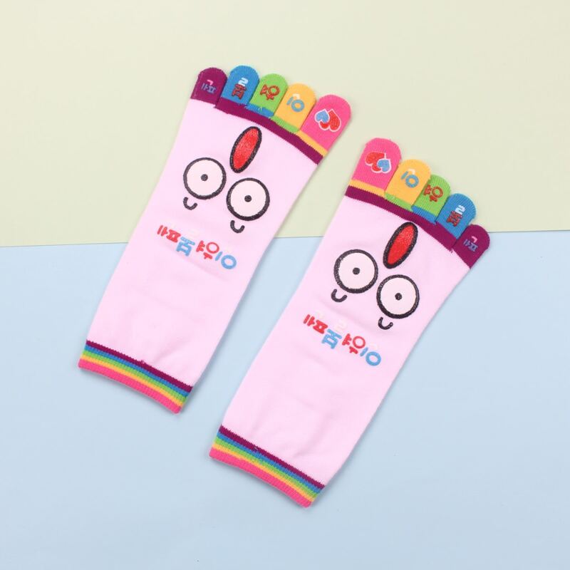 

1pair Cartoon Toe Socks, Pink