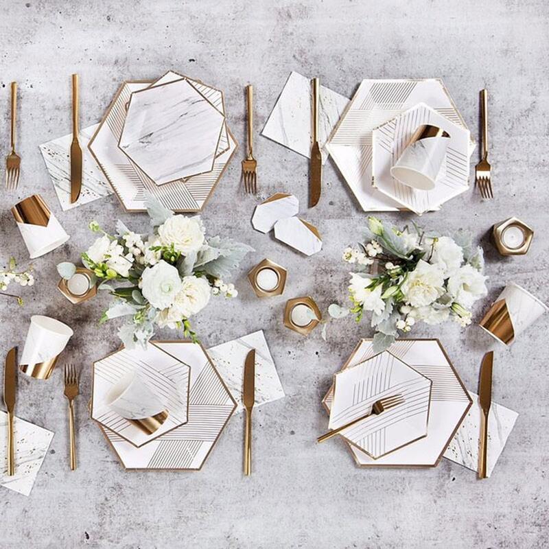 

8pcs Disposable Hexagon Plate, White