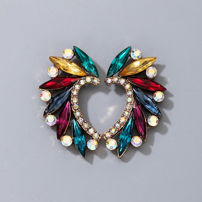 

Rhinestone Heart Drop Earrings, Gold