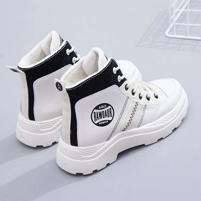 

Colorblock Letter Lace-up Combat Boots, Black and white