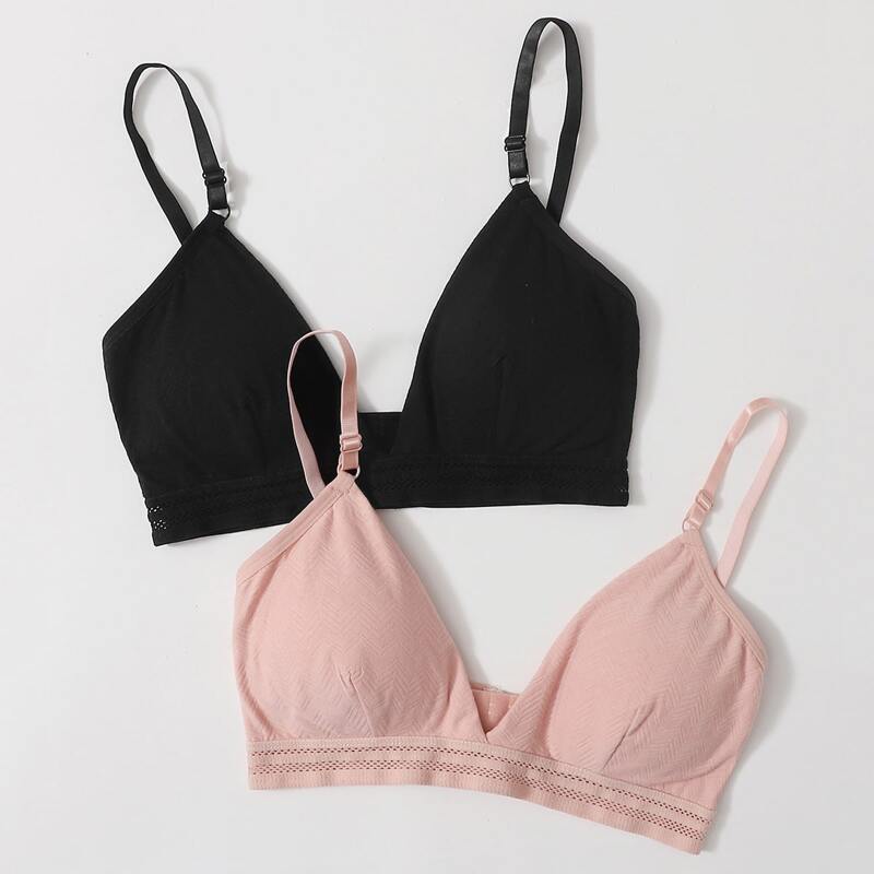 

2pack Simple Triangle Bralette, Multicolor