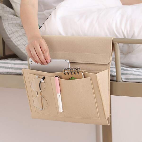 

1pc Bedside Hanging Storage Bag, Khaki