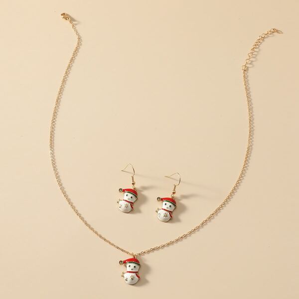 

3pcs Girls Christmas Snowman Charm Jewelry Set, Multicolor