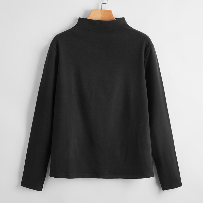 

Mock Neck Solid Tee, Black