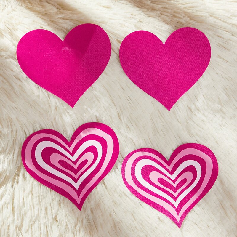 

2pairs Heart Shaped Nipple Cover, Multicolor