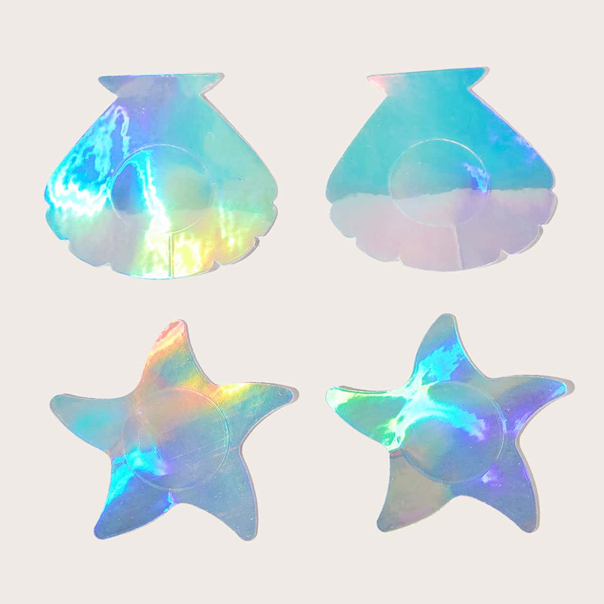 

2pairs Shellfish Shaped Laser Nipple Cover, Multicolor