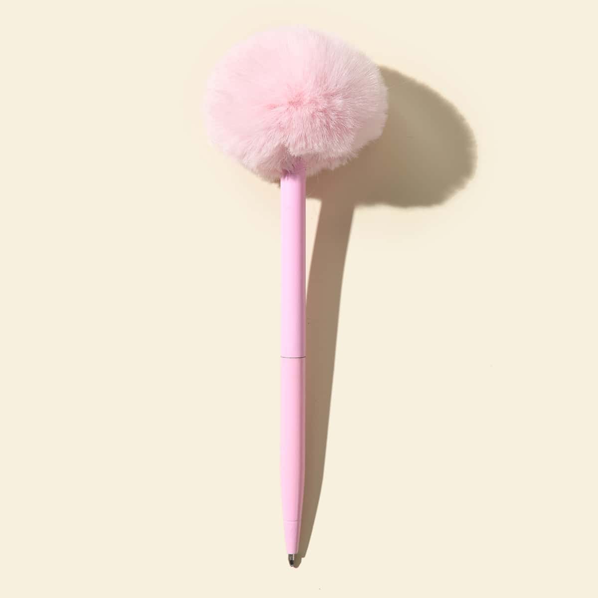 

1pc Pom Pom Detail Ballpoint Pen, Black
