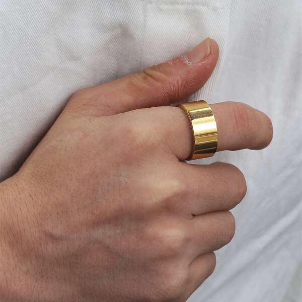 

Men Vintage Titanium Steel Ring, Gold