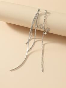 1 par de pendientes largos con borlas con la palabra "LOVE", adecuados para uso diario y en el hogar de las mujeres - Blanco - Ver 2