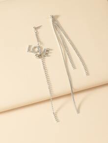 1 par de pendientes largos con borlas con la palabra "LOVE", adecuados para uso diario y en el hogar de las mujeres - Blanco - Ver 3