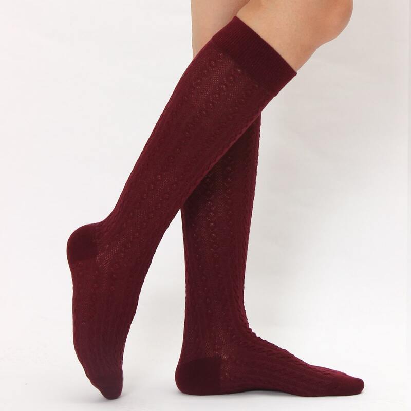

Hollow Out Geometric Socks, Burgundy