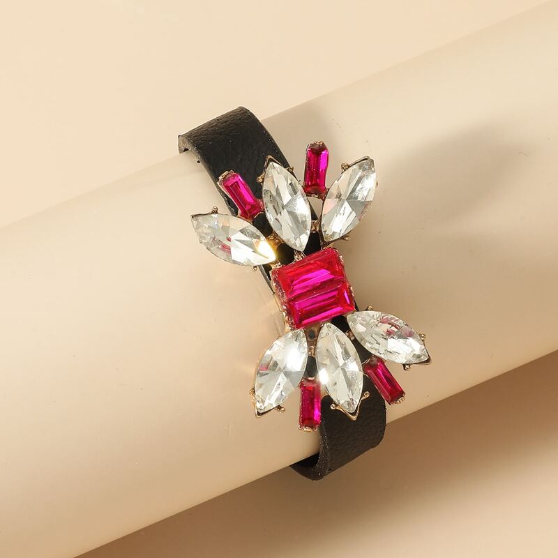 

Gemstone Decor PU Bracelet, Red