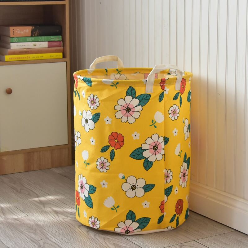 

1pc Flower Print Clothes Storage Basket, Yellow